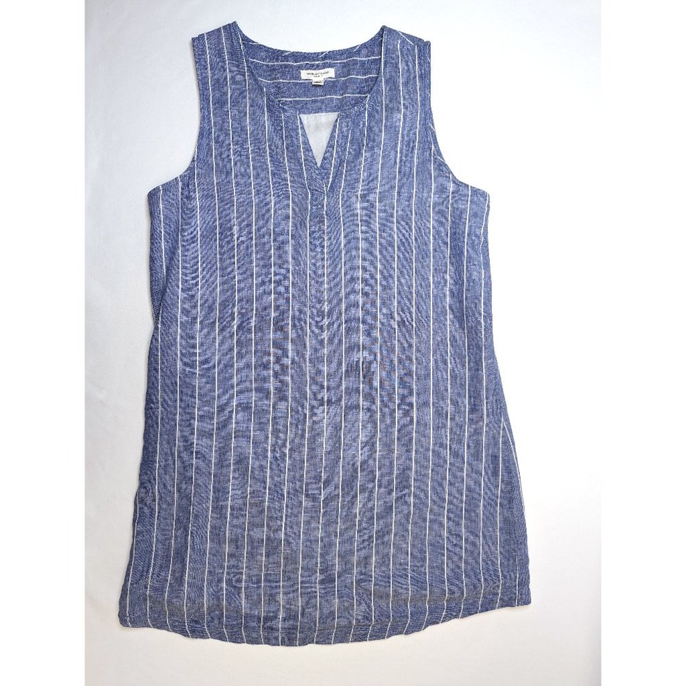 BeachLunchLounge Collection Blue White Striped Midi Dress Size Women's Large